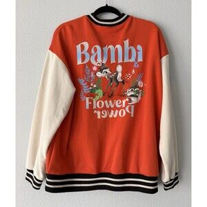 H&M Disney Bambi Varsity Baseball Bomber Jacket Orange College Oversized Y2K